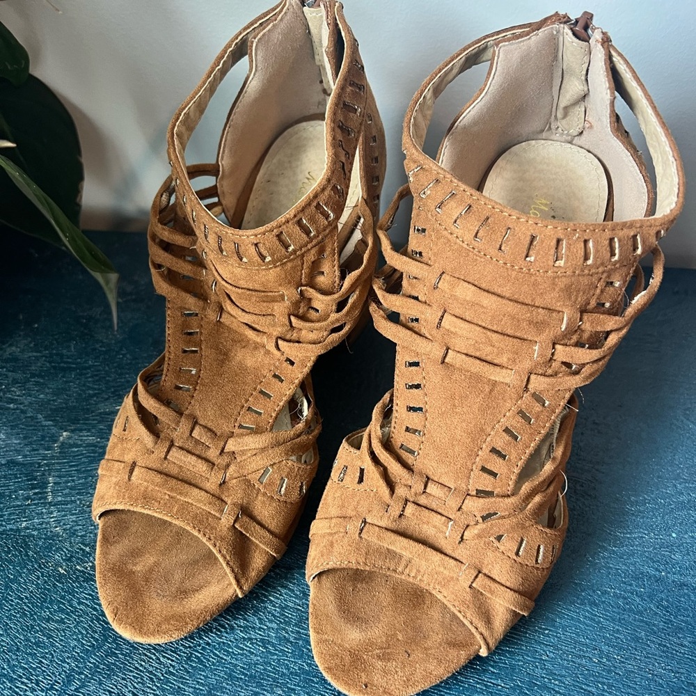 Cognac Heeled Sandals